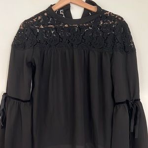 Black Sheer Top with half loose style